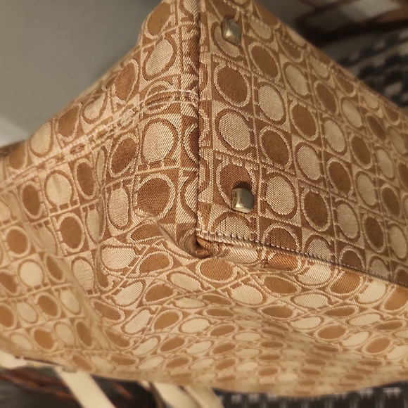 Salvatore Ferragamo Gancini Canvas Tote Beige and Brown - Picture 8 of 15